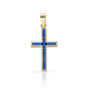 CRUZ ORO 18KL PIEDRAS AZULES - 10x17MM