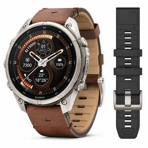 Garmin Fēnix 9 Pro inReach® 47mm Titanium Brown Leather Strap Watch 010-04336-41