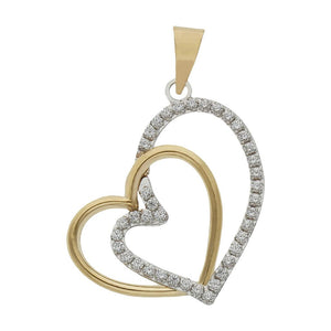 COLGANTE ORO 18KL CORAZONES CIRCONITAS - 16x20MM