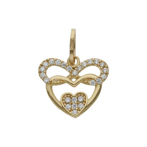 COLGANTE ORO 18KL INFINITO + CORAZONES CIRCONITAS - 14x12MM