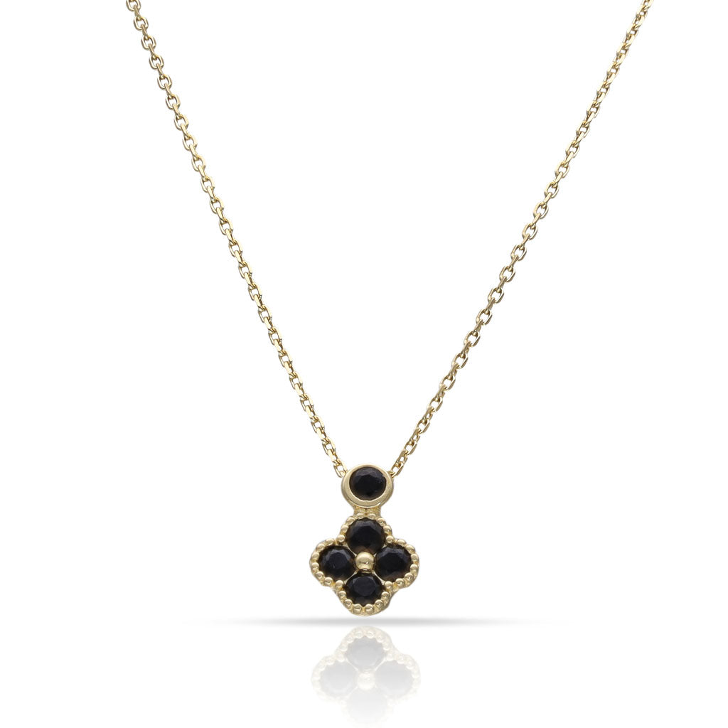 GARGANTILLA ORO 18KL FLOR CIRCONITAS NEGRAS