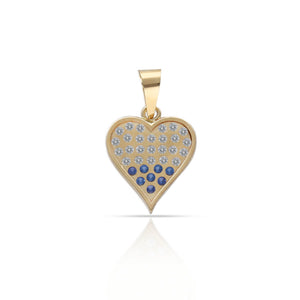 COLGANTE ORO 18KL CORAZON CIRCONITAS + PIEDRAS AZULES - 10x11MM