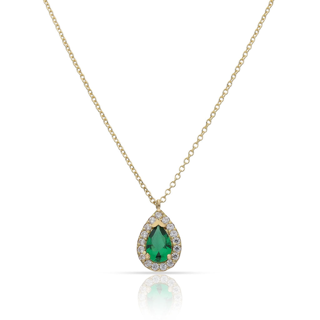 GARGANTILLA ORO 18KL LAGRIMA CRISOPAL VERDE
