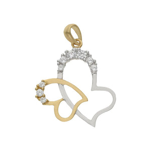 COLGANTE ORO 18KL BICOLOR CORAZONES