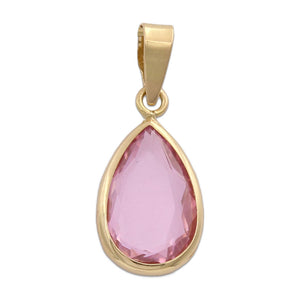 COLGANTE ORO 18KL LAGRIMA PIEDRA ROSA