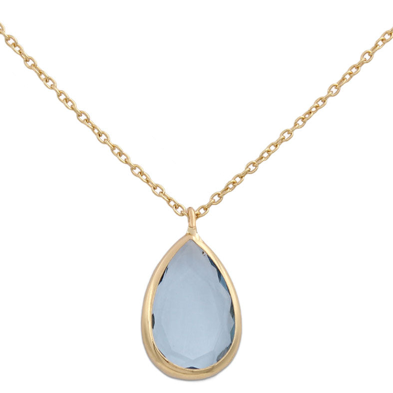 GARGANTILLA ORO 18KL LAGRIMA PIEDRA AZUL