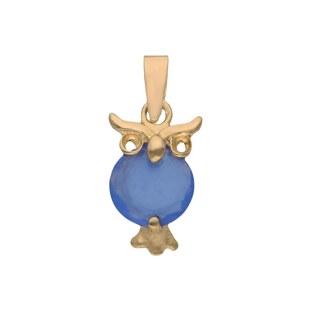 COLGANTE ORO 18KL BUHO PIEDRA AZUL