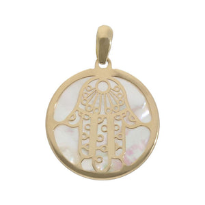 COLGANTE ORO 18KL NACAR MANO FATIMA - 16MM