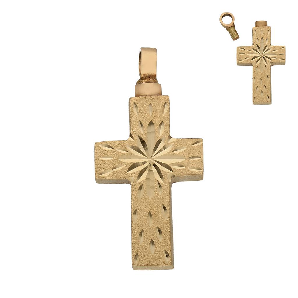 GUARDACENIZAS ORO 18KL CRUZ - 16X33MM