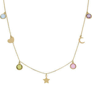 GARGANTILLA ORO 18KL CHARMS MIX + PIEDRAS