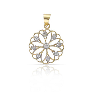 COLGANTE ORO 18KL FLOR CIRCONITAS