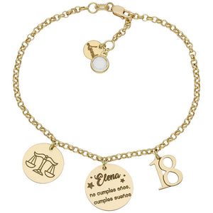 PULSERA MI HISTORIA ORO 18KL CUMPLEAÑOS