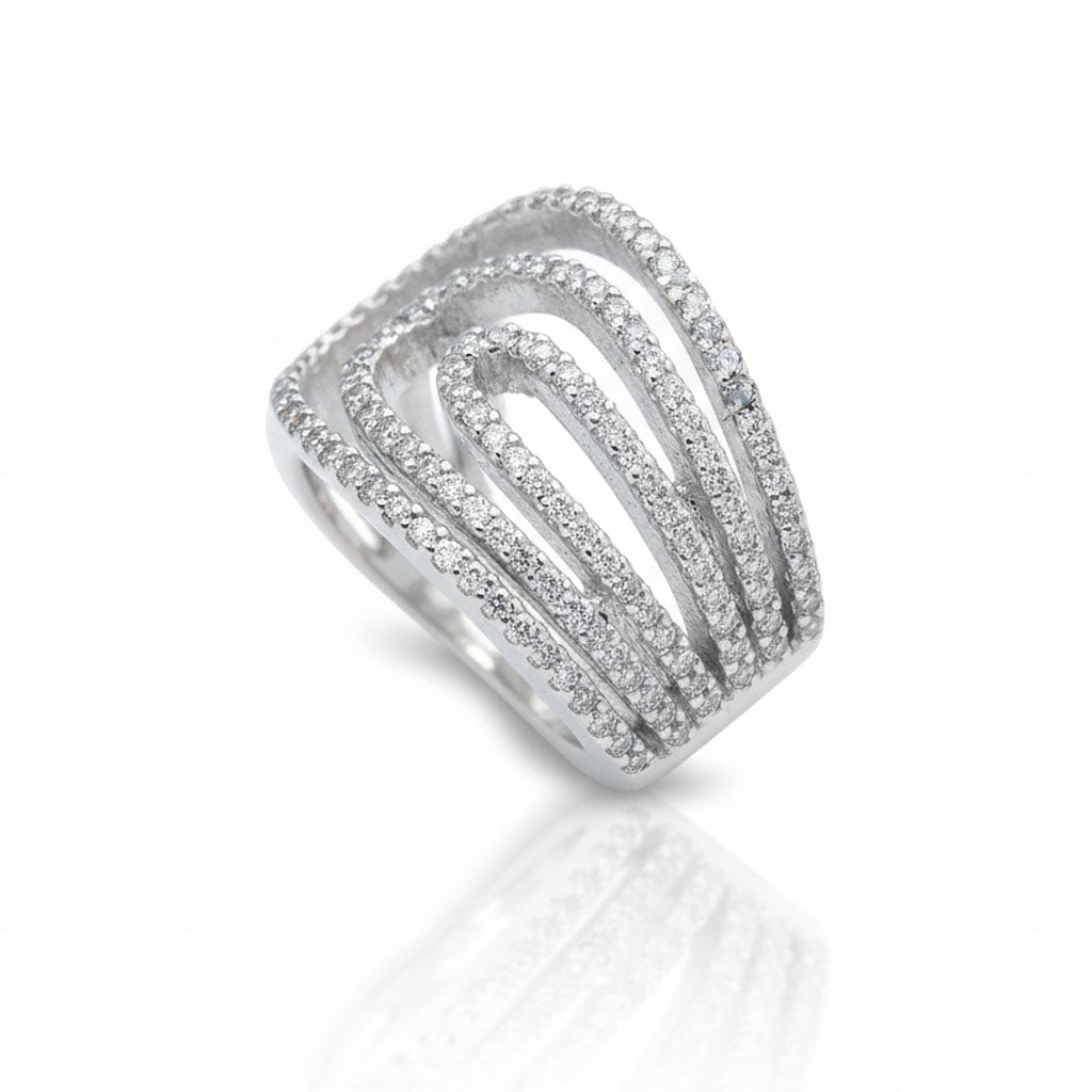 SORTIJAS ORO BLANCO 18KL DIAMANTES - STOCK