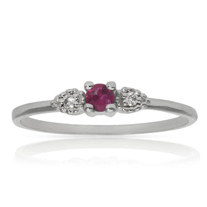 SORTIJA ORO BLANCO 18KL RUBI + DIAMANTES - STOCK
