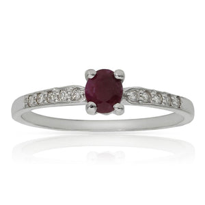 SORTIJA ORO BLANCO 18KL RUBI + DIAMANTES