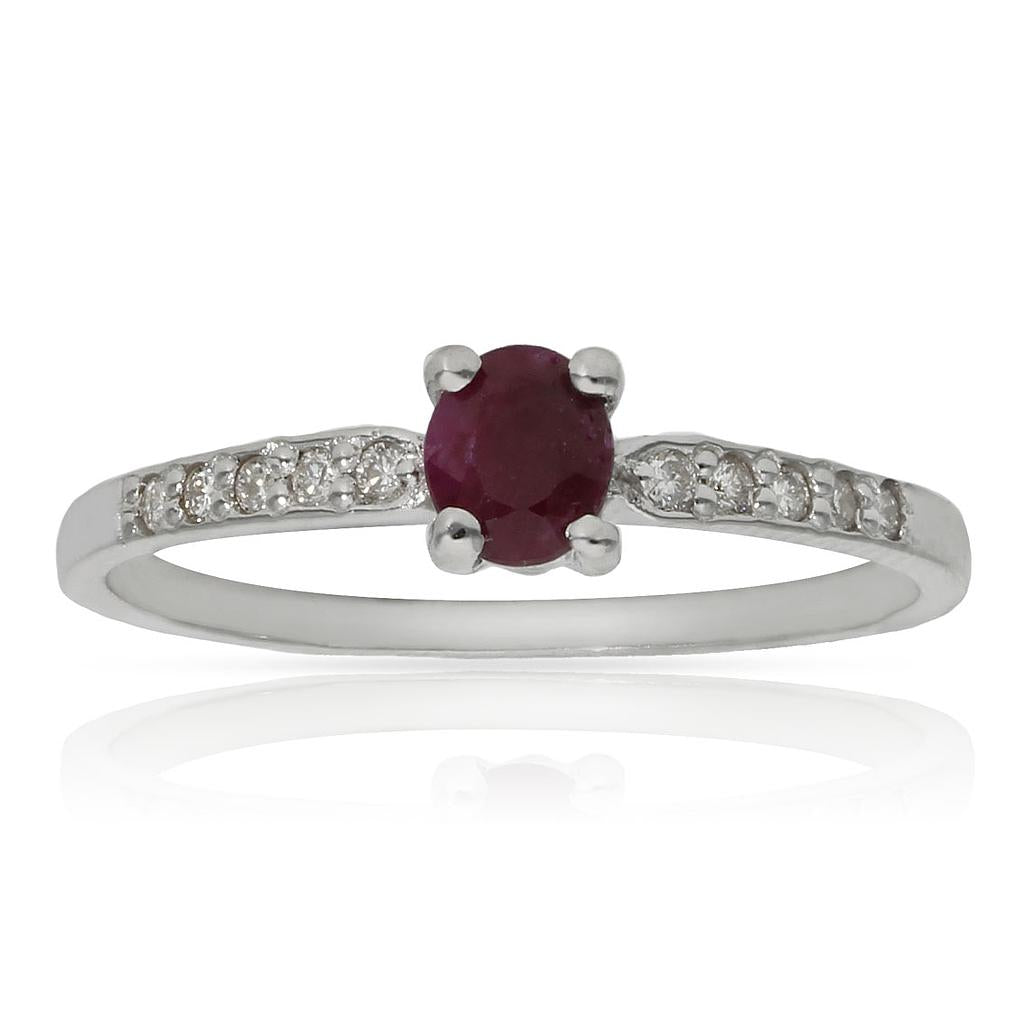 SORTIJA ORO BLANCO 18KL RUBI + DIAMANTES - STOCK
