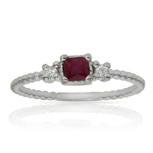 SORTIJA ORO BLANCO 18KL RUBI + DIAMANTES - STOCK