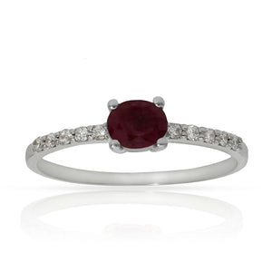 SORTIJA ORO BLANCO 18KL RUBI + DIAMANTES - STOCK