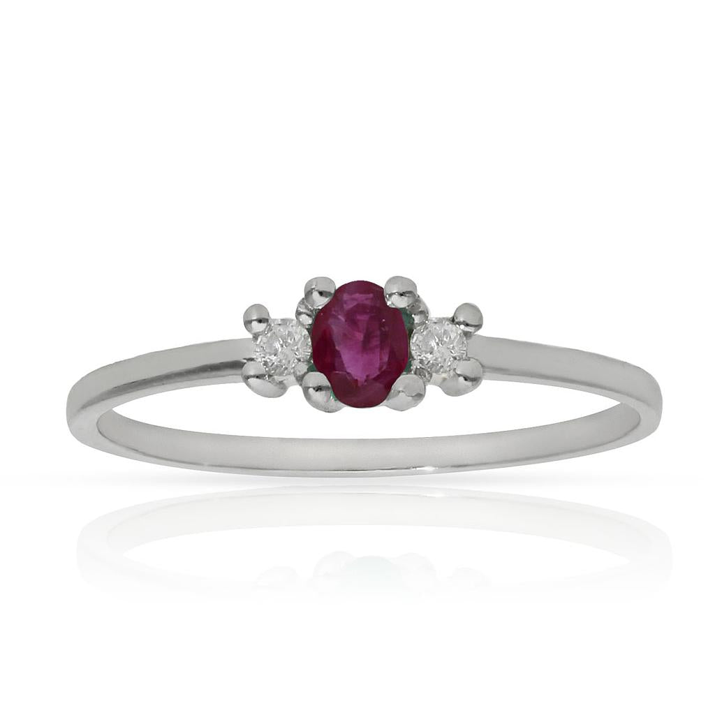 SORTIJA ORO BLANCO 18KL RUBI + DIAMANTES