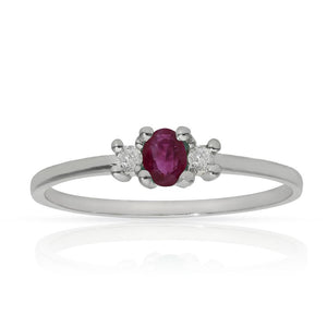 SORTIJA ORO BLANCO 18KL RUBI + DIAMANTES