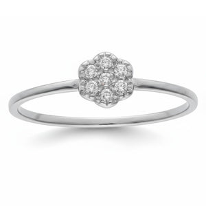 SORTIJA ORO BLANCO 18KL FLOR DIAMANTES - STOCK