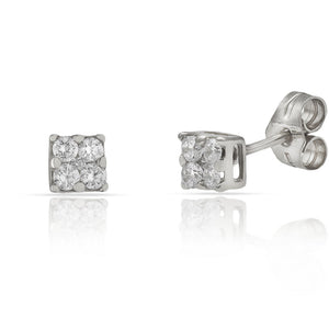 PENDIENTES ORO BLANCO 18KL DIAMANTES - STOCK