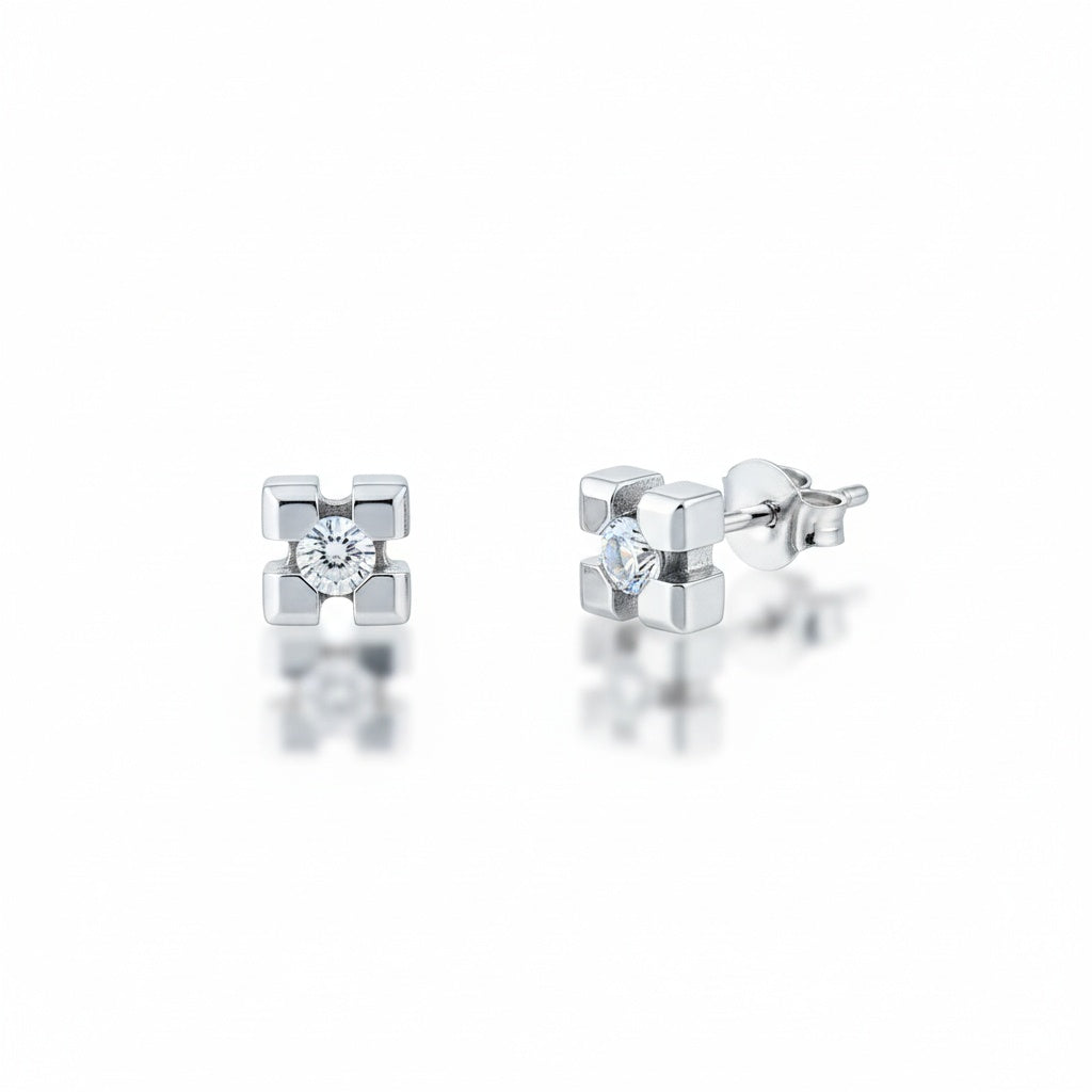 PENDIENTES ORO BLANCO 18KL DIAMANTES