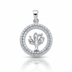 COLGANTE ORO BLANCO 18KL ARBOL DIAMANTES