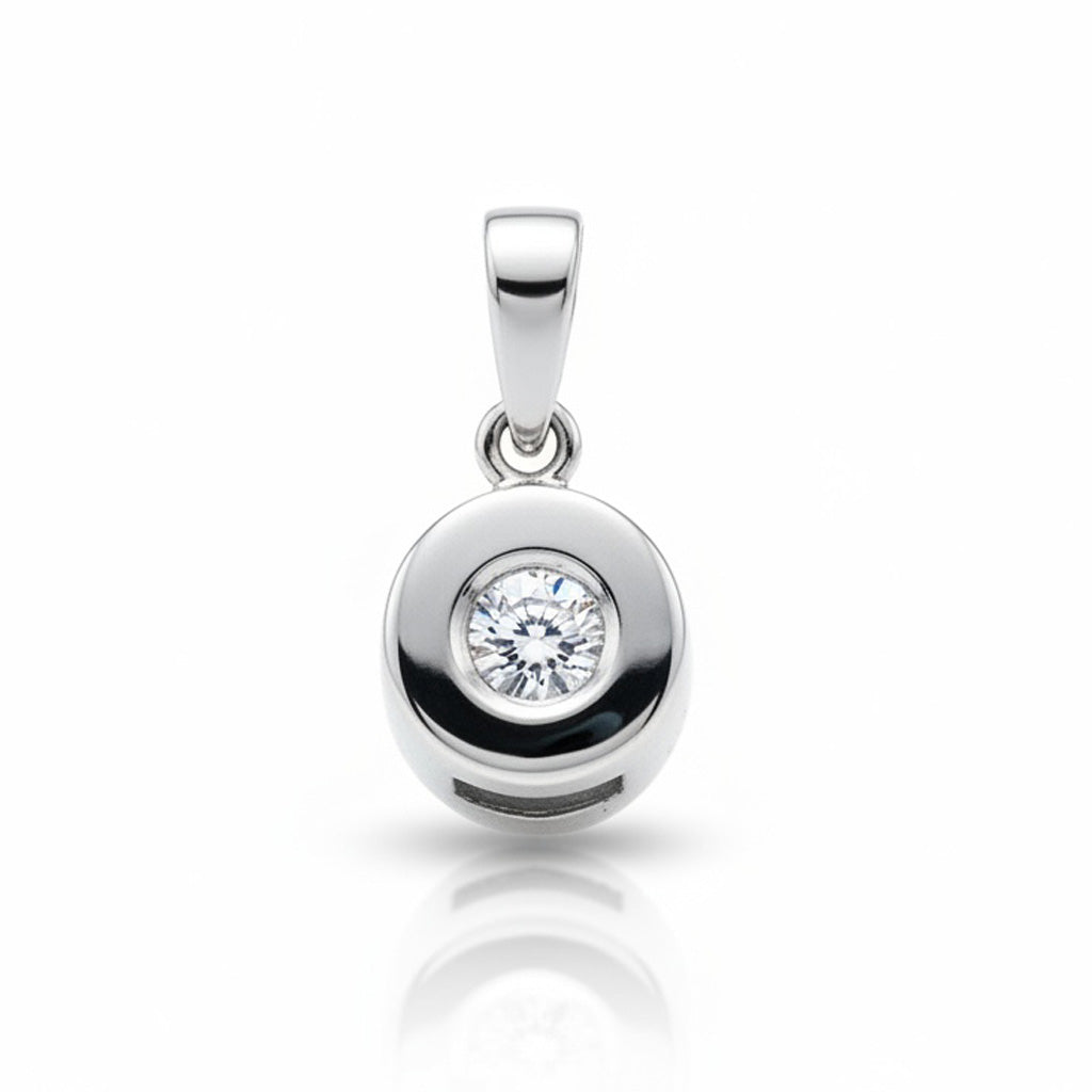 COLGANTE ORO BLANCO 18KL DIAMANTE CHATON - 7.50MM
