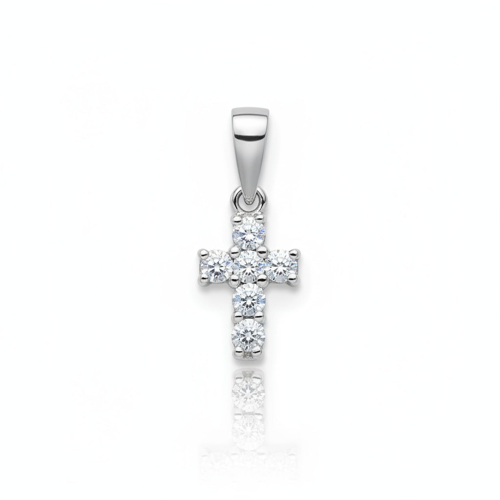 CRUZ ORO BLANCO 18KL DIAMANTES