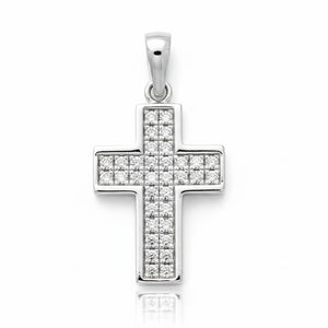 CRUZ ORO BLANCO 18KL DIAMANTES