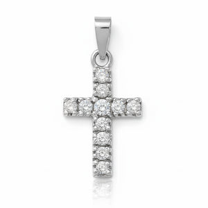 CRUZ ORO BLANCO 18KL DIAMANTES