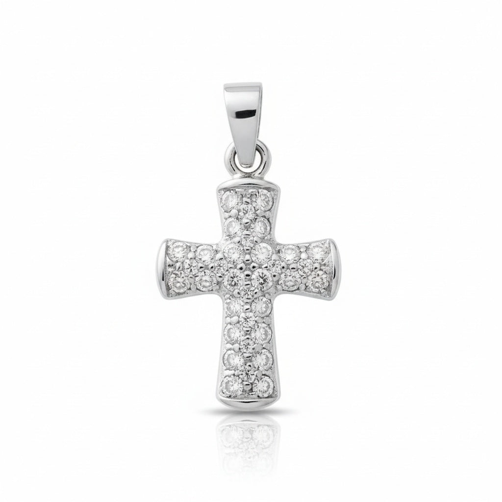 CRUZ ORO BLANCO 18KL DIAMANTES