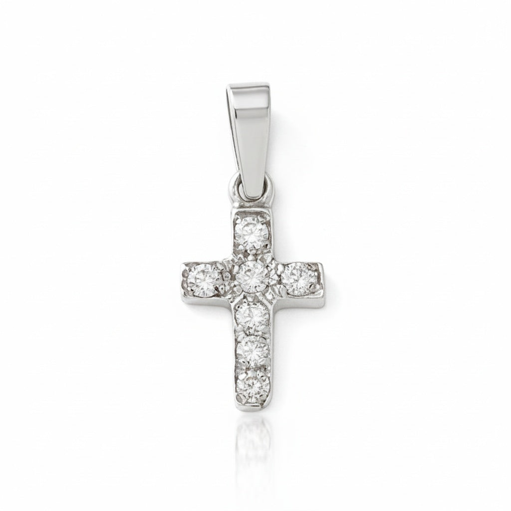 CRUZ ORO BLANCO 18KL DIAMANTES