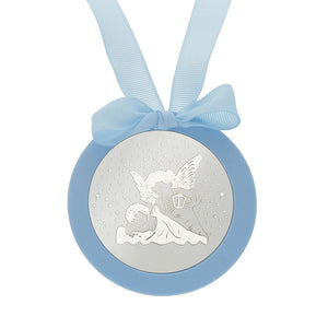 MEDALLA CUNA PLATA 925MM REDONDA ANGEL DE LA GUARDA