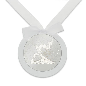 MEDALLA CUNA PLATA 925MM REDONDA ANGEL DE LA GUARDA