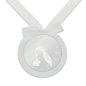 MEDALLA CUNA PLATA 925MM REDONDA SAGRADA FAMILIA
