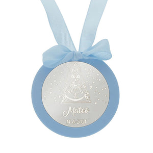 MEDALLA CUNA PLATA 925MM REDONDA VIRGEN DEL ROCIO
