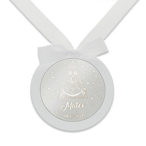 MEDALLA CUNA PLATA 925MM REDONDA VIRGEN DEL ROCIO