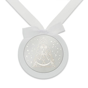 MEDALLA CUNA PLATA 925MM REDONDA VIRGEN DEL ROCIO