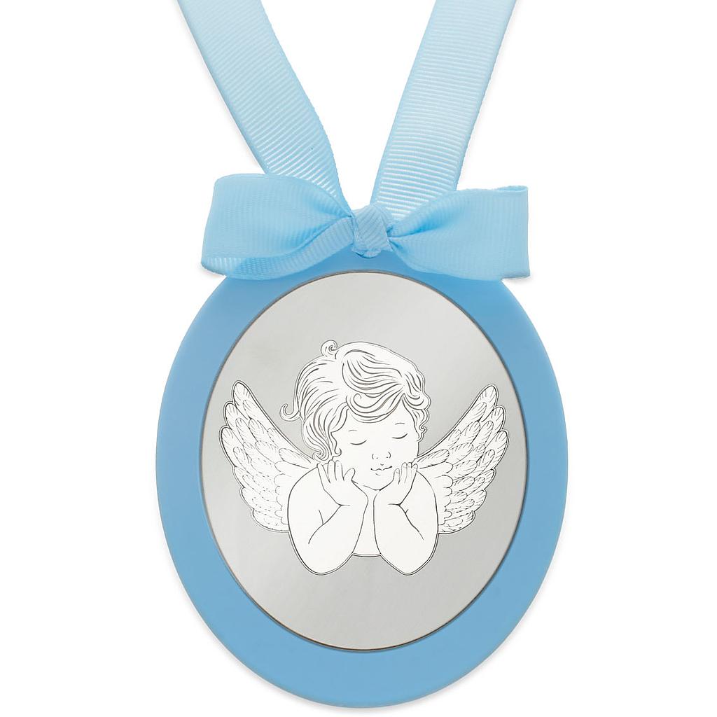 MEDALLA CUNA PLATA 925MM OVALADA ANGEL