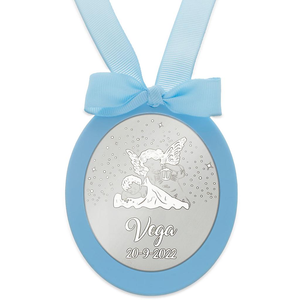 MEDALLA CUNA PLATA 925MM OVALADA ANGEL DE LA GUARDA