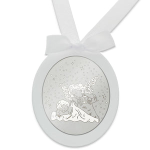 MEDALLA CUNA PLATA 925MM OVALADA ANGEL DE LA GUARDA