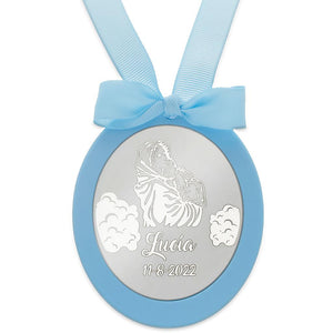 MEDALLA CUNA PLATA 925MM OVALADA VIRGEN + NIÑO