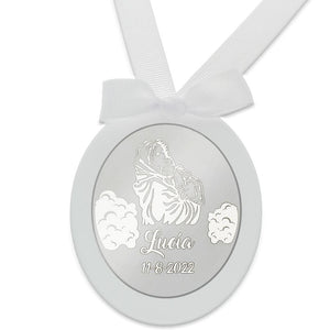 MEDALLA CUNA PLATA 925MM OVALADA VIRGEN + NIÑO