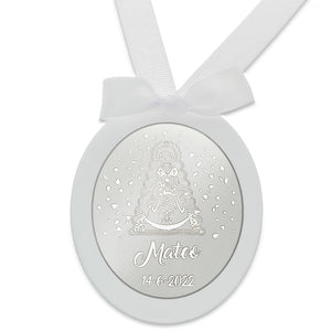 MEDALLA CUNA PLATA 925MM OVALADA VIRGEN DEL ROCIO
