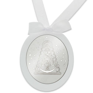 MEDALLA CUNA PLATA 925MM OVALADA VIRGEN DEL ROCIO