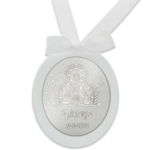 MEDALLA CUNA PLATA 925MM OVALADA VIRGEN DE LA CABEZA