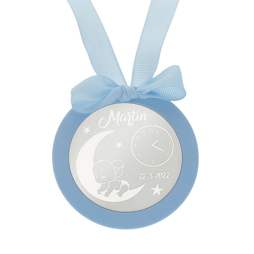 MEDALLA CUNA PLATA 925MM REDONDA ELEFANTE