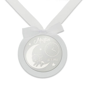 MEDALLA CUNA PLATA 925MM REDONDA ELEFANTE